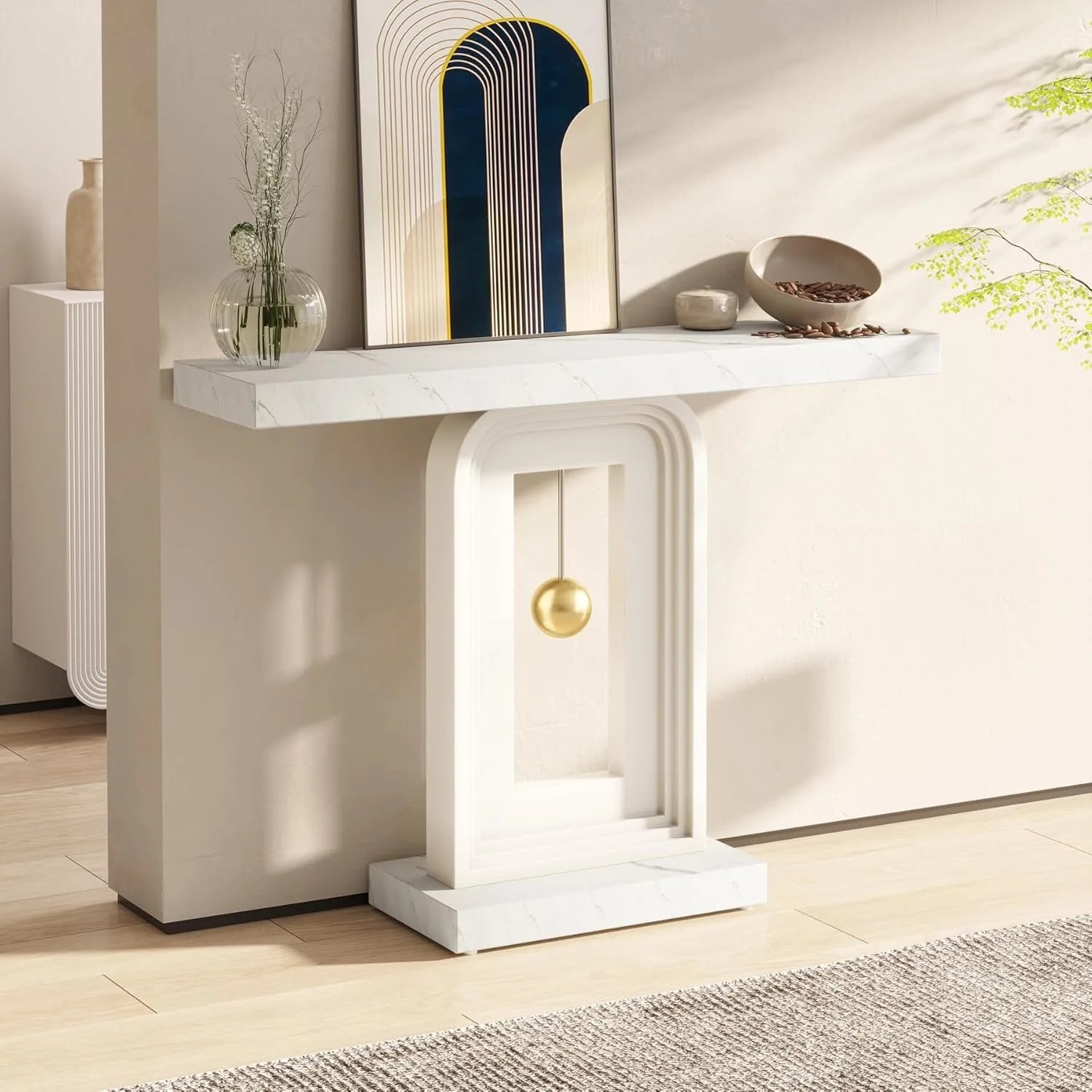 Solenne Faux Marble Console Table