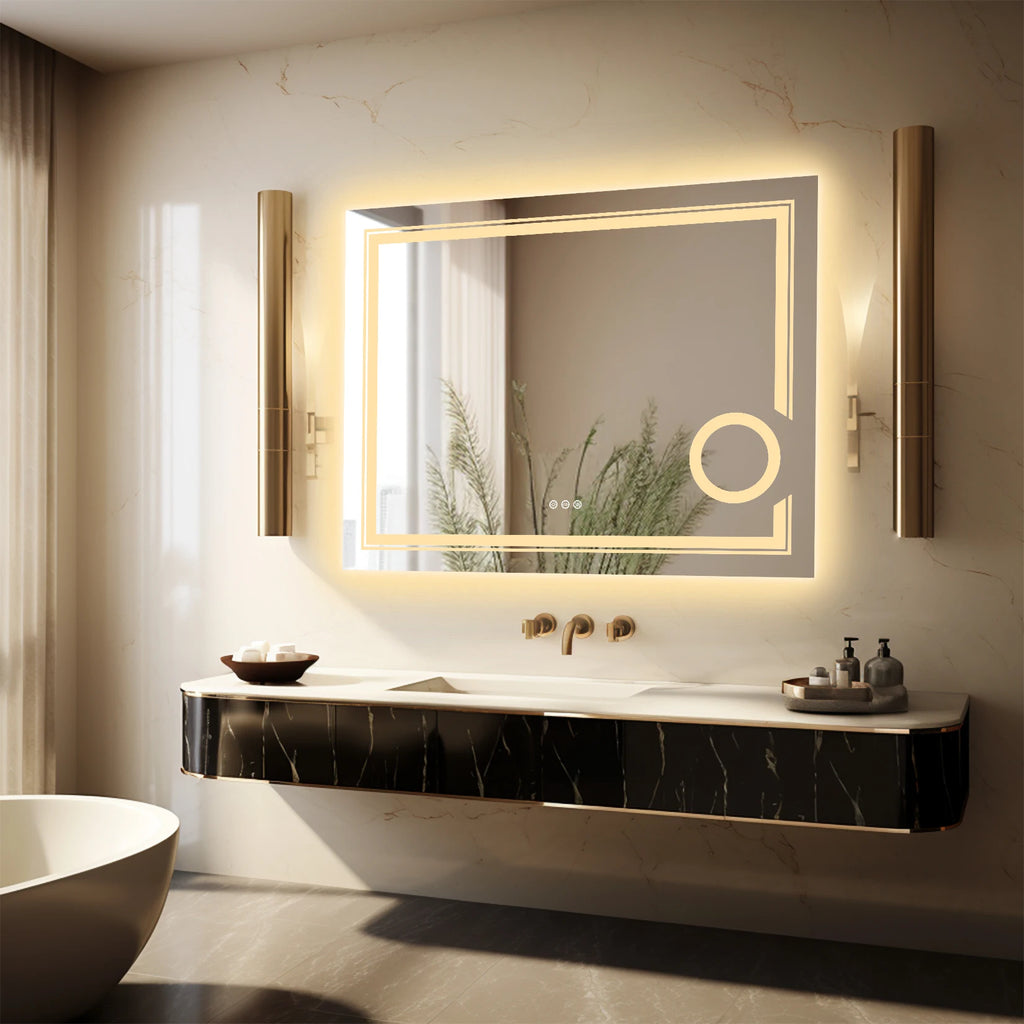 LED Smart Bathroom Mirror with 3X Magnifier, Anti-Fog