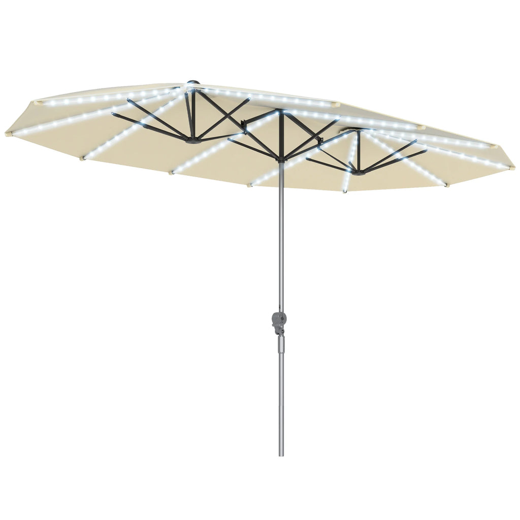 Lumaire 15' Solar LED Double-Sided Patio Umbrella – Cream