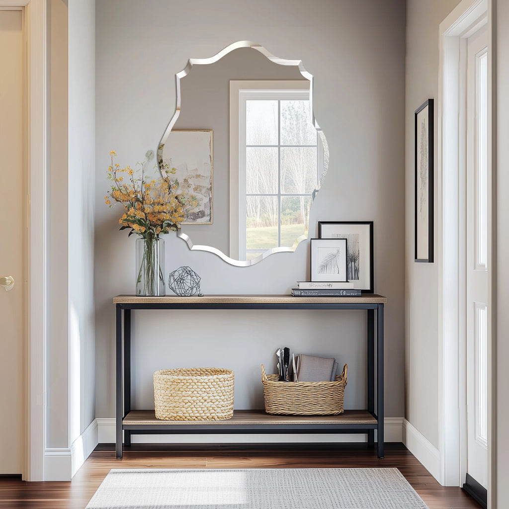 Scalloped Frameless Beveled Wall Mirror