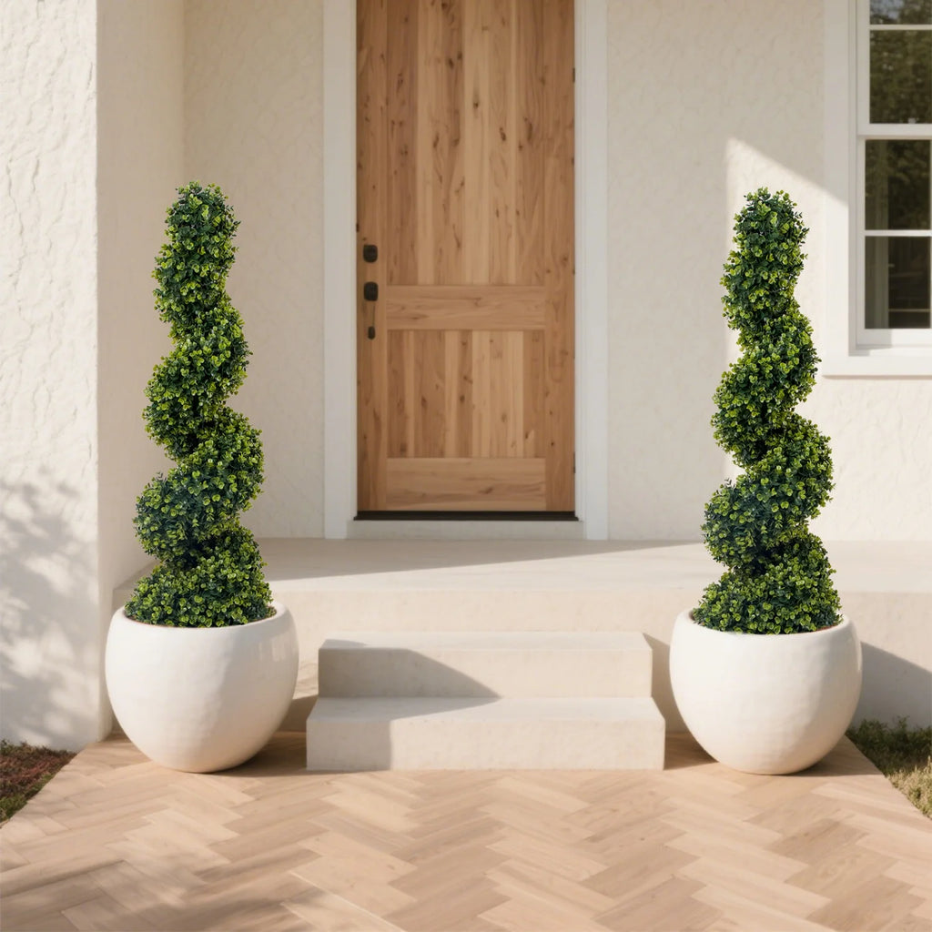 Sonnetbloom 4-Foot Artificial Spiral Topiary Set of 2