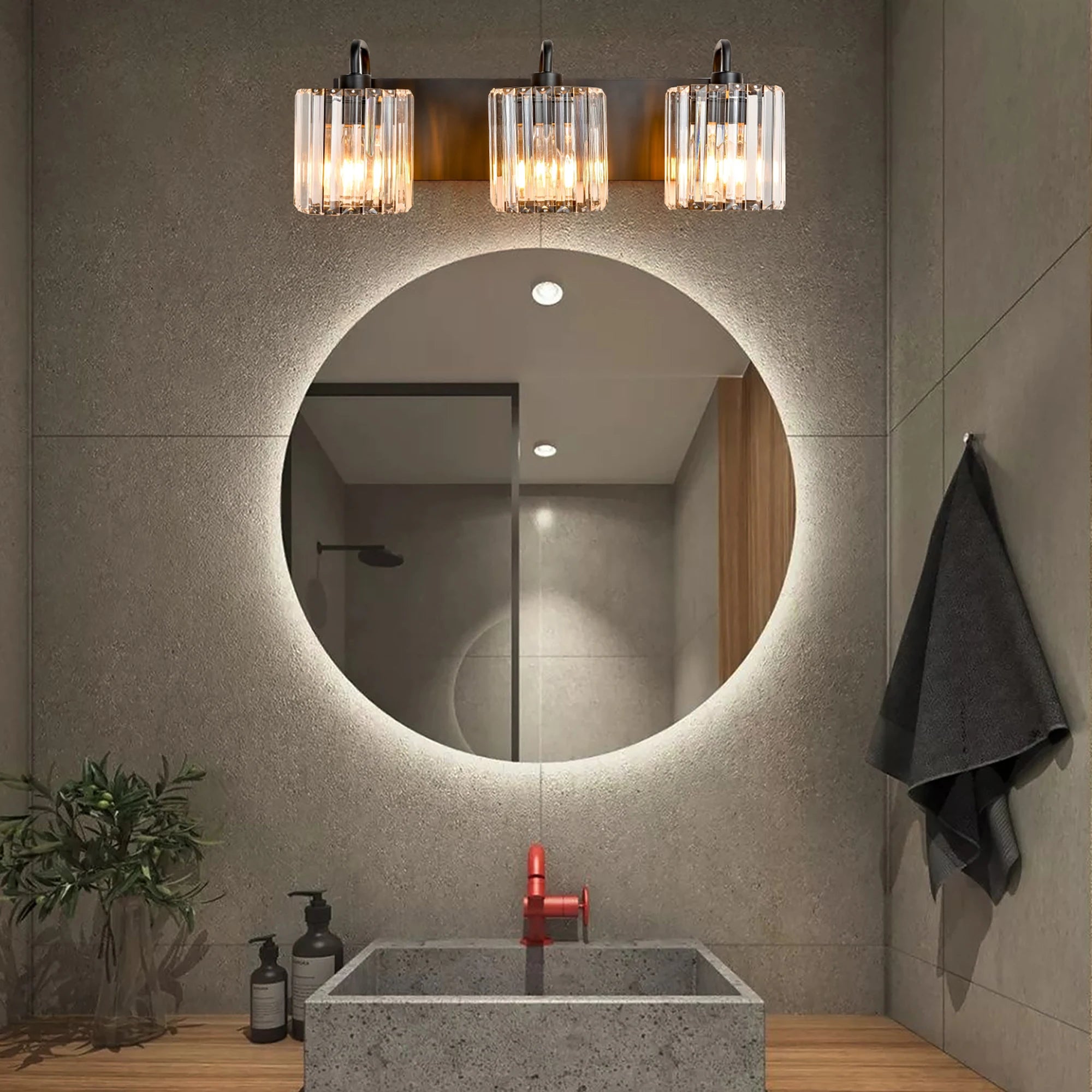 Obsidian Prism Three-Light Vanity Sconce