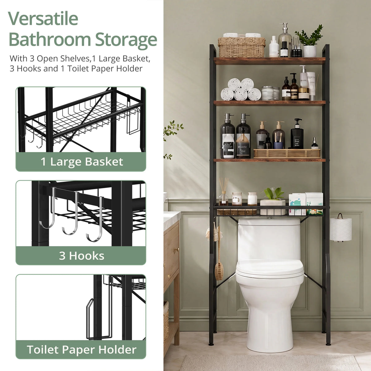 Nectarnote 4-Tier Over-Toilet Storage Shelf