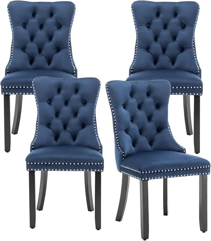 Monroe Velvet Dining Chairs with Button Back, Set of 4
