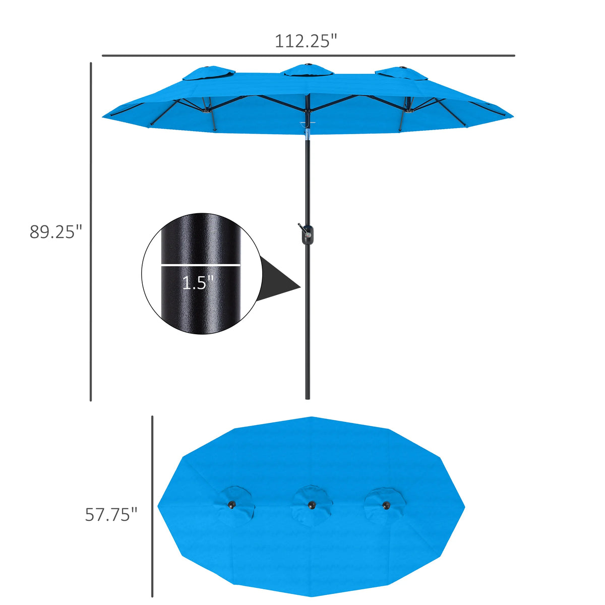 Skyspan Double-Sided Patio Umbrella – Cyan Blue