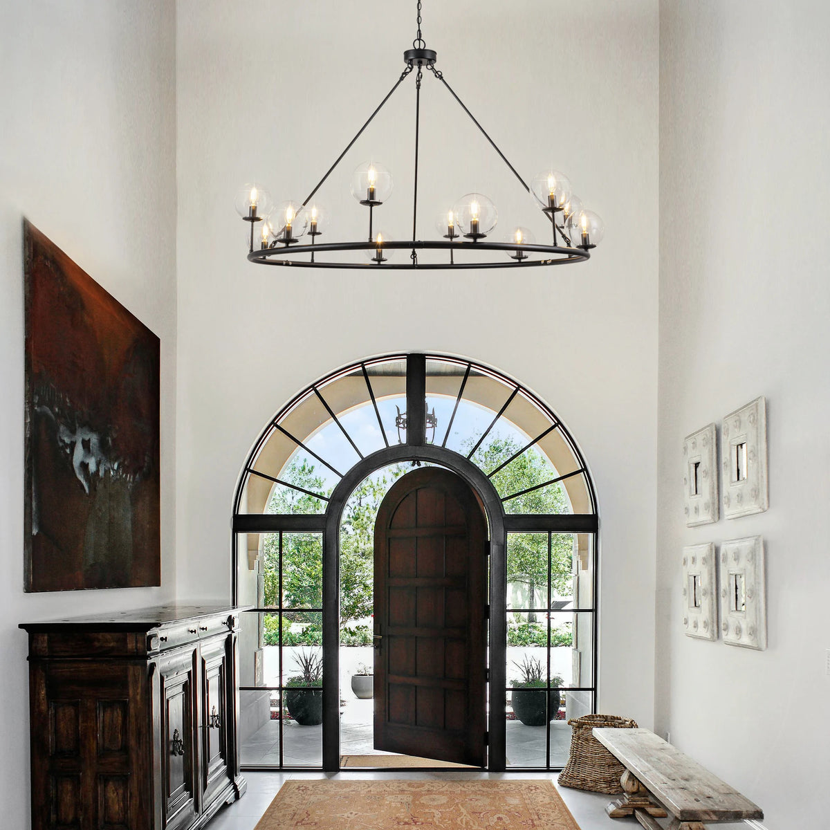 Stonegate Rustic Black High-Ceiling Chandelier