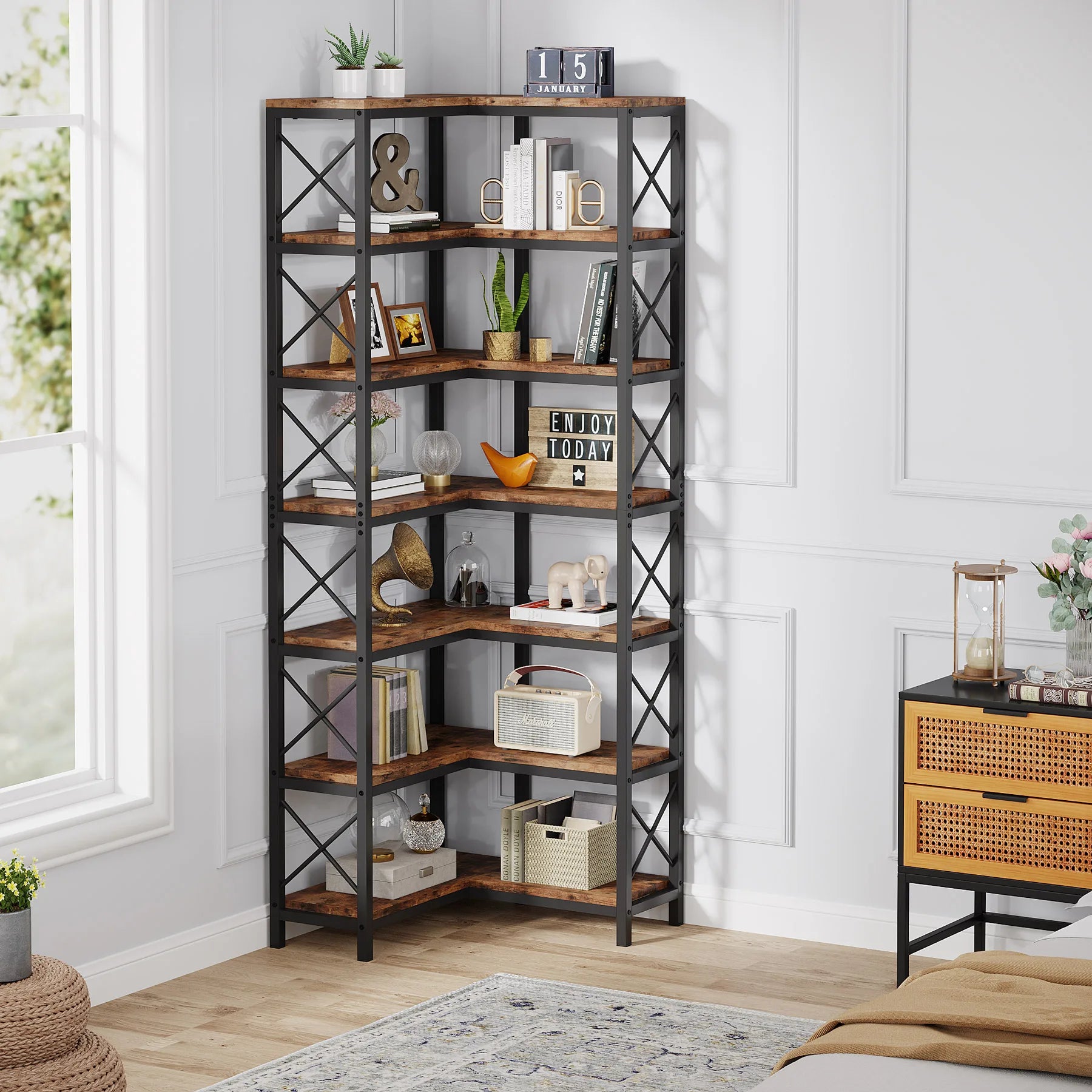 Kito 7-Tier Corner Bookcase