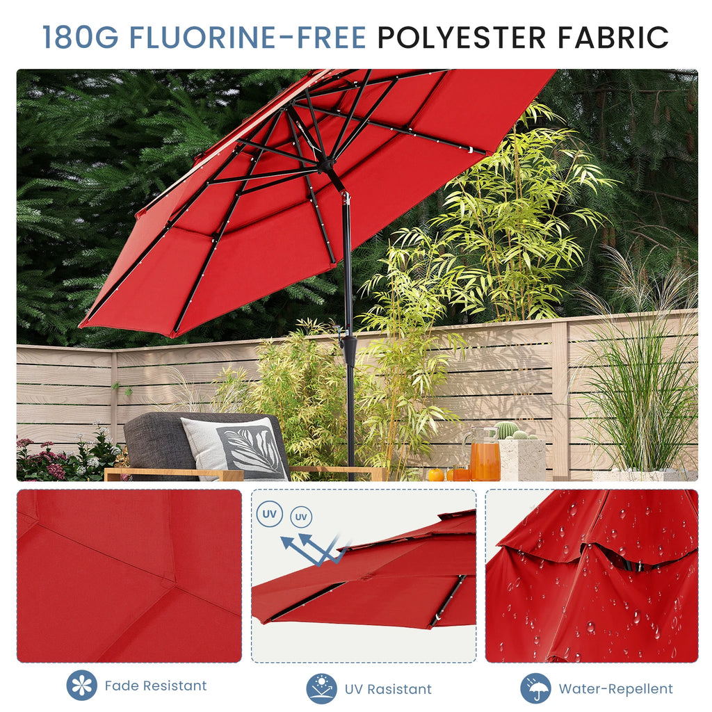 Marigoldrise Solar LED Patio Umbrella