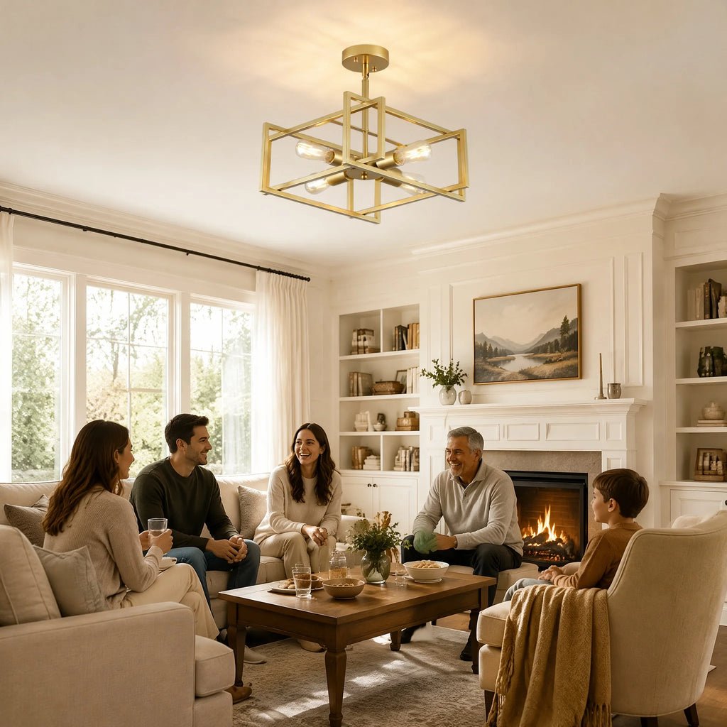 Sandora Four-Light Geometric Ceiling Light – Gold