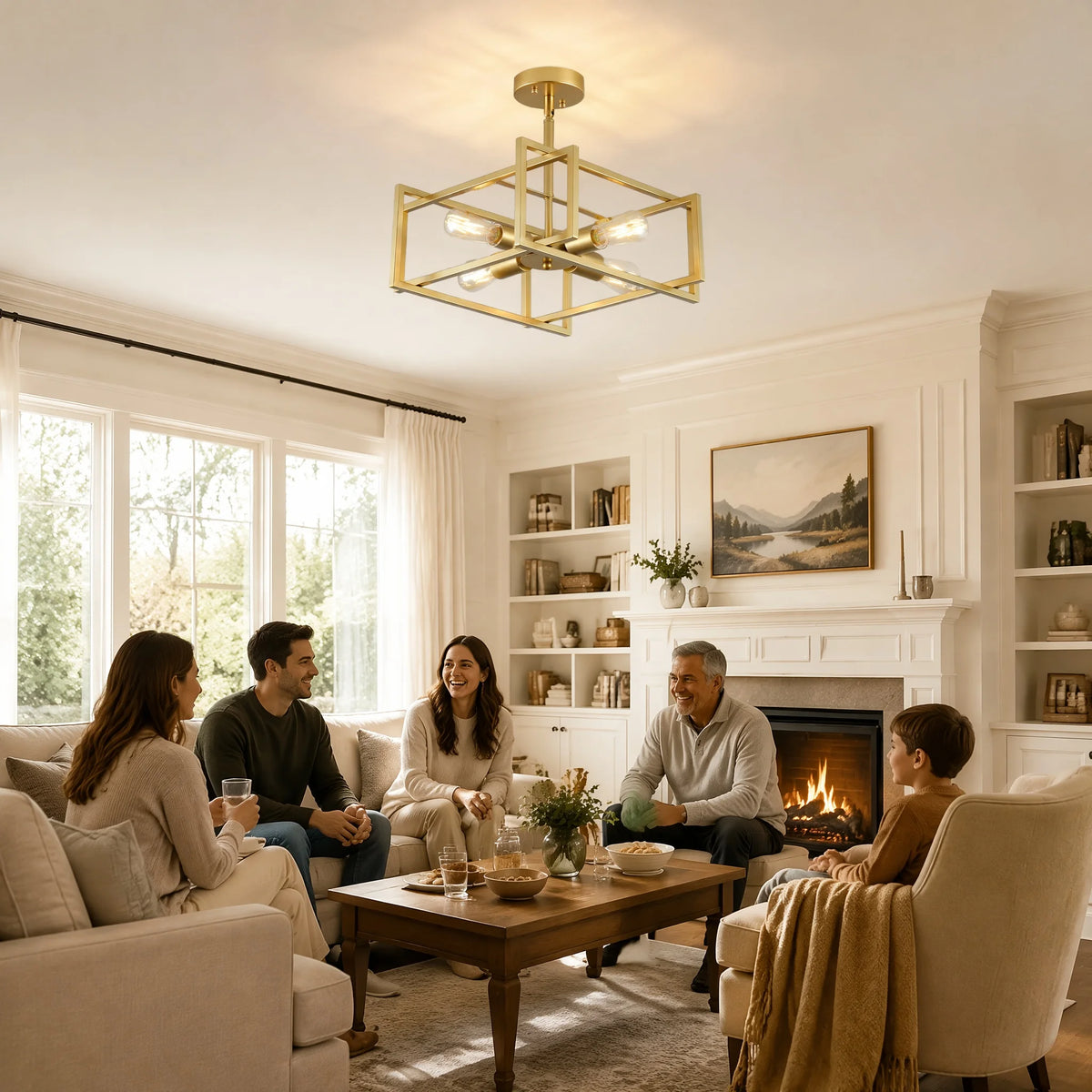 Sandora Four-Light Geometric Ceiling Light – Gold