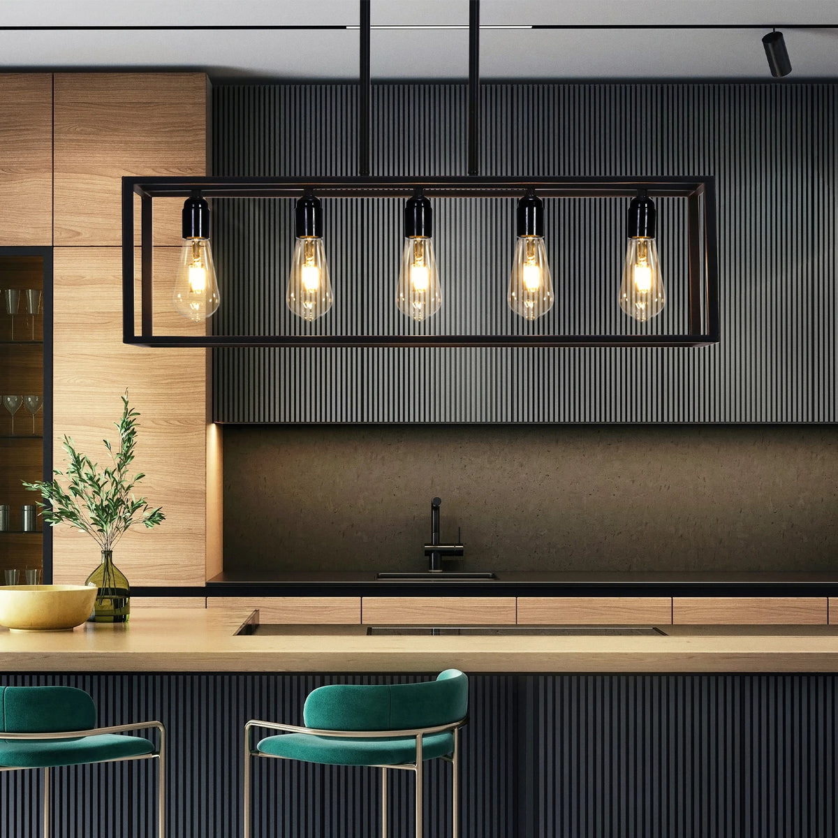 Emberline Five-Light Linear Chandelier – Black
