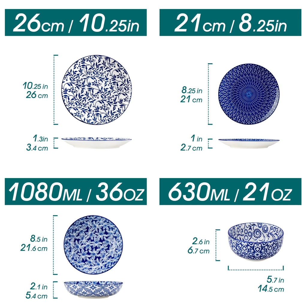 Vancasso Chinese Blue & White Porcelain Dinnerware Set