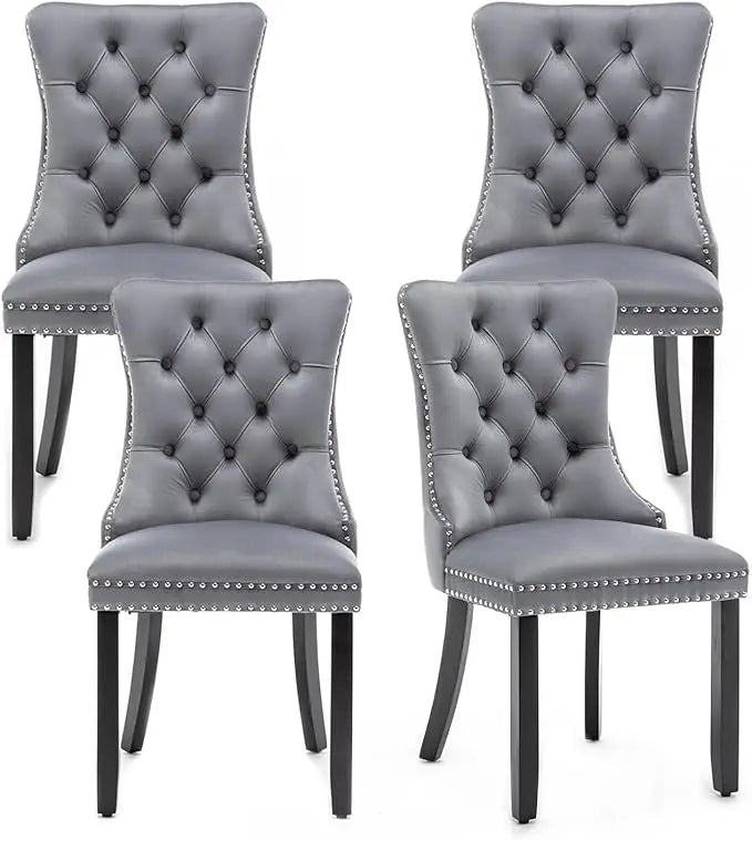 Monroe Velvet Dining Chairs with Button Back, Set of 4