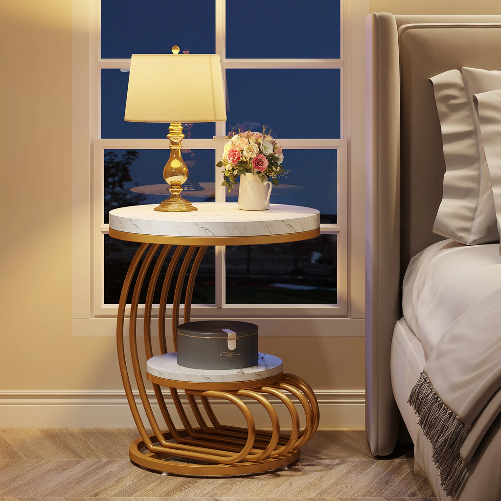 Tavio Curved 2-Tier End Table