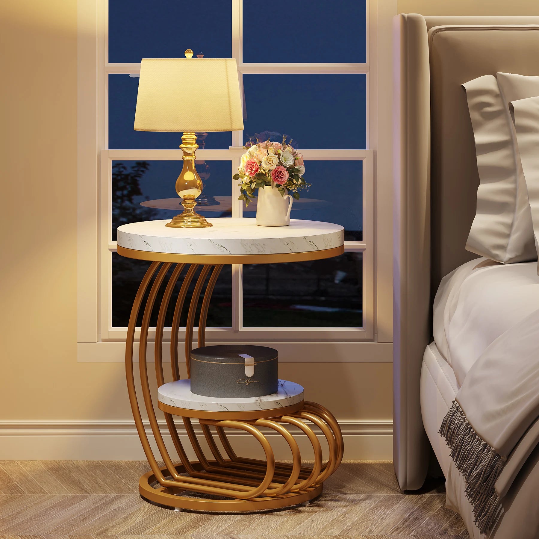 Tavio Curved 2-Tier End Table