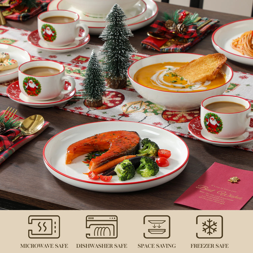 MALACASA Holiday Garland Porcelain Dinnerware