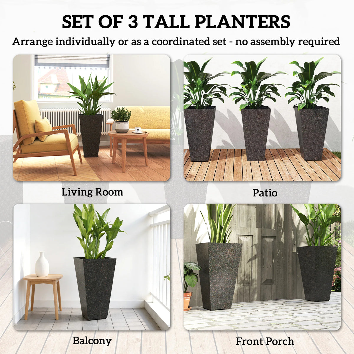 Brackenlow Tall Planters, Set of 3
