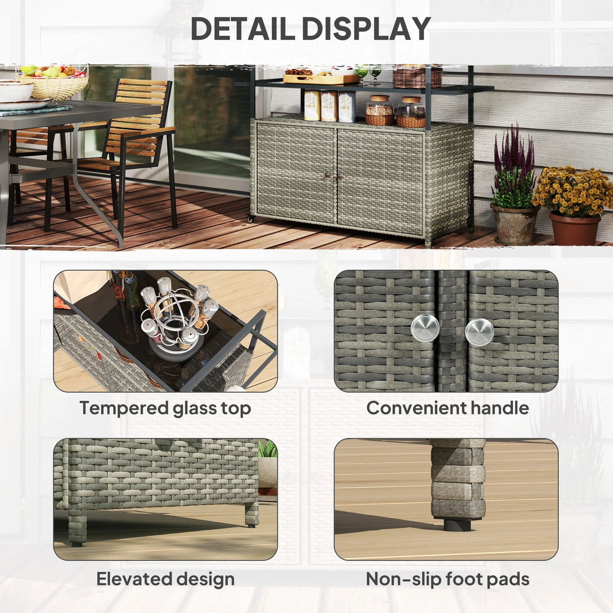 Farrowen Rattan Outdoor Bar Cart