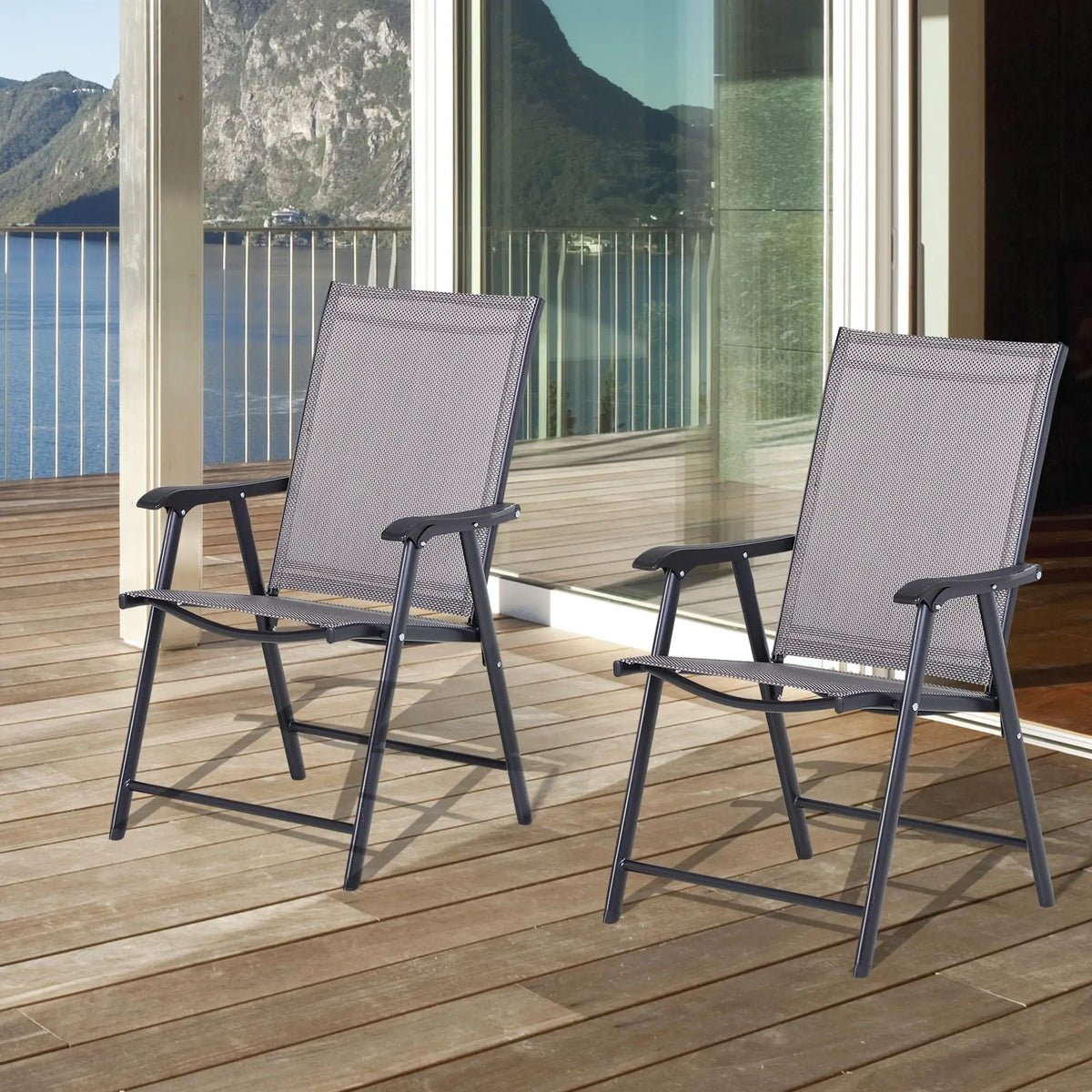Aerlyn Folding Patio Chairs, Set of 2
