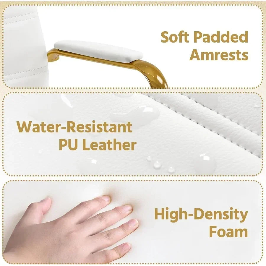 White upholstery, foam cushioning and armrest material details