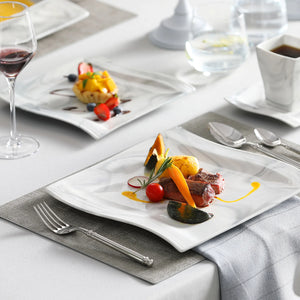MALACASA Flora Gray & White Marble Porcelain Dinnerware Set – 30/60 Pieces