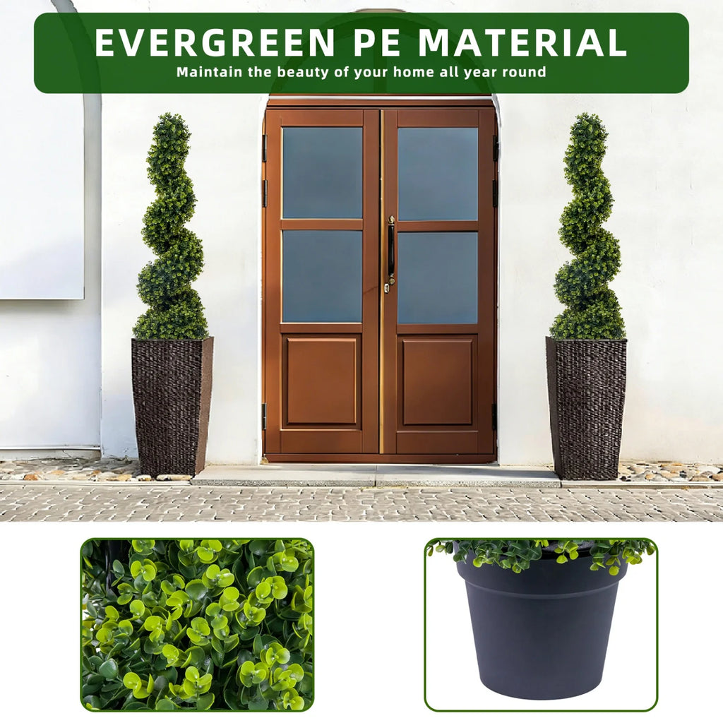 Sonnetbloom 4-Foot Artificial Spiral Topiary Set of 2
