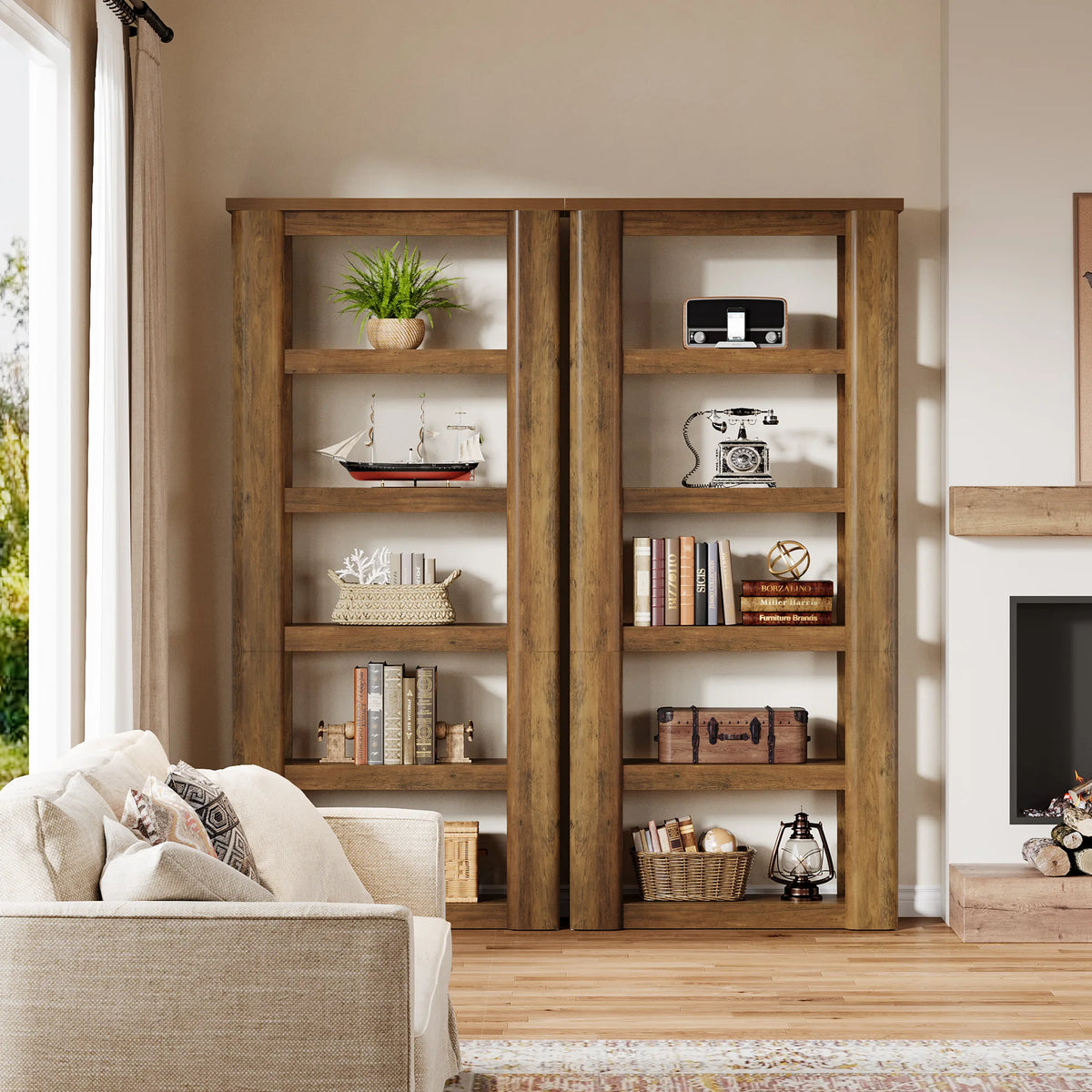 Pair of Marigoldecho open bookcases in a living room