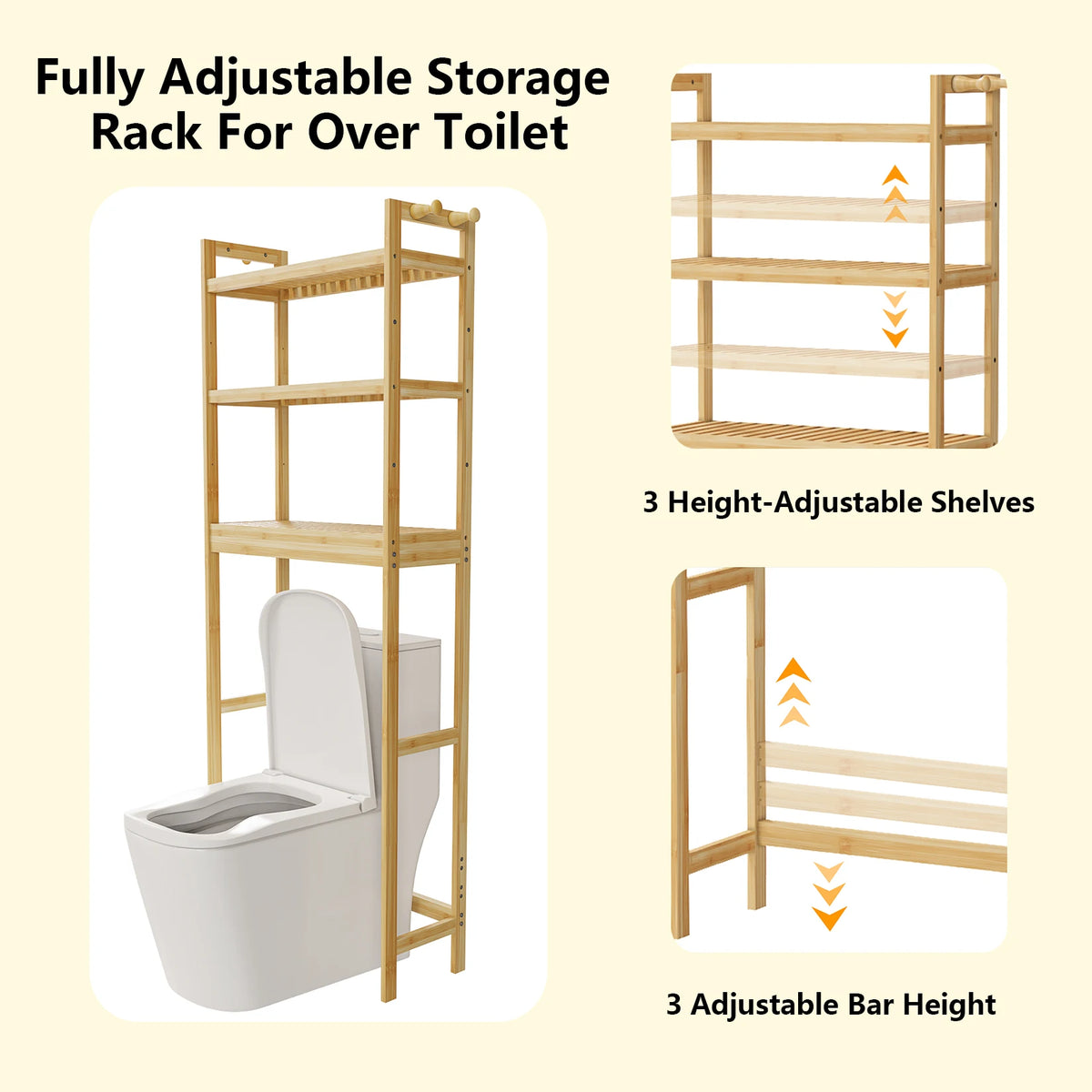 Lotuswhisper 3-Tier Bathroom Storage Shelf