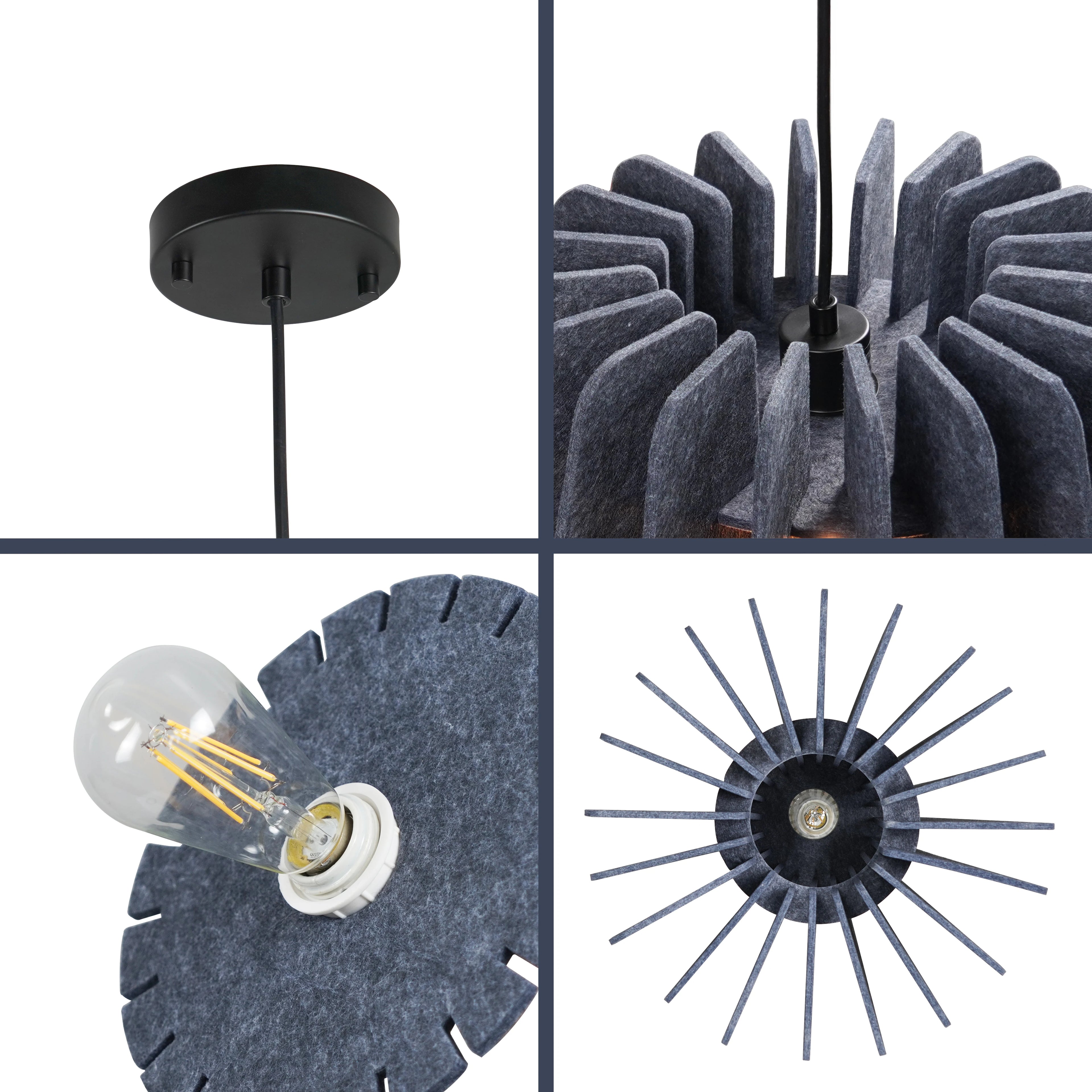 Folded Halo Felt Pendant – Slate