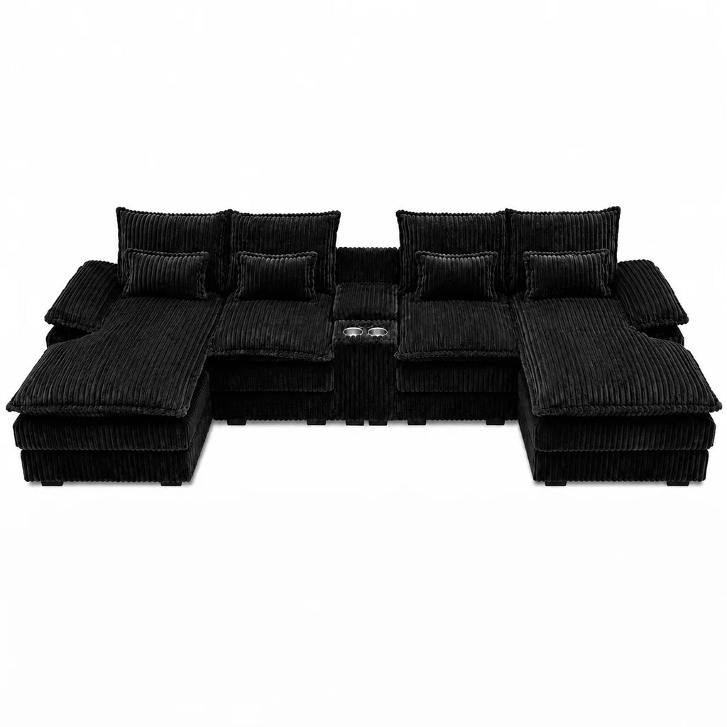 Wynterford 120-Inch 5-Piece Corduroy Sectional with Console
