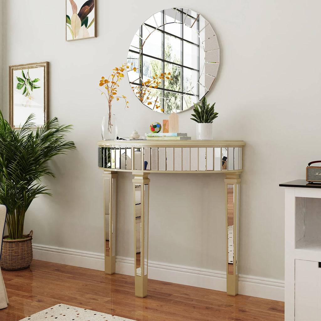 Seraphine Half-Moon Mirrored Console Table