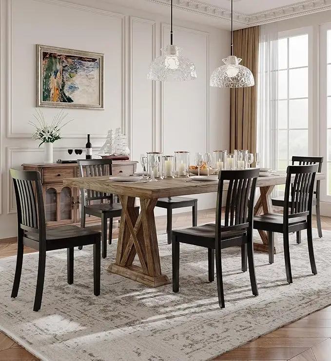 Heritage Spindle Back Wood Dining Chairs – Set of 6