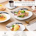 Load image into Gallery viewer, VEWEET Fiona Porcelain Dinnerware Set – 30/60 Pieces, Gray &amp; Black Lines
