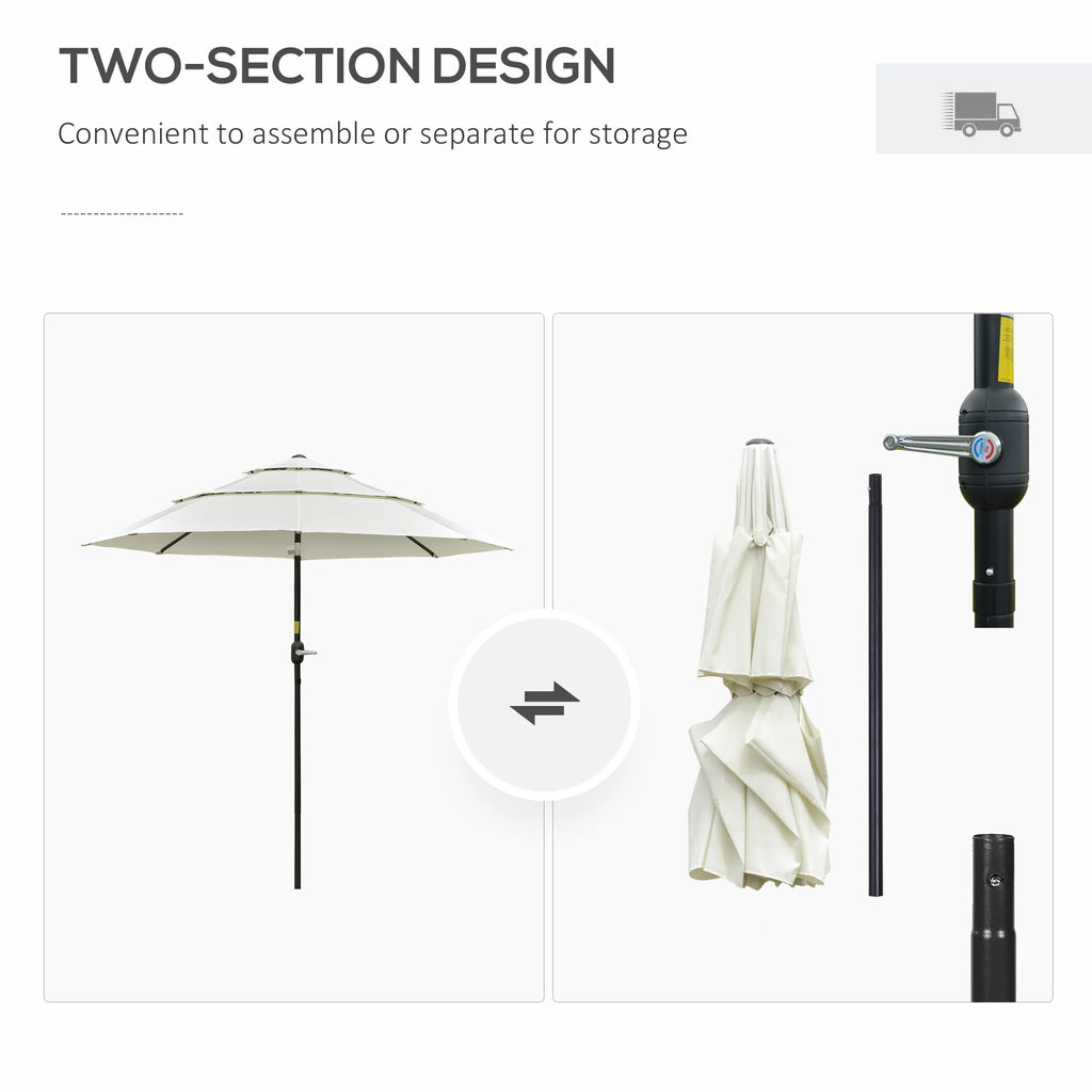 Avenleigh 9′ Three-Tier Patio Umbrella – Beige