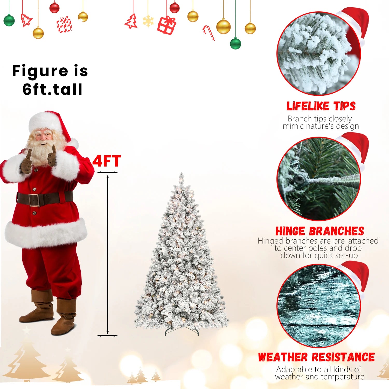 Everfrost Pre-Lit Snowy Pinecone Christmas Tree
