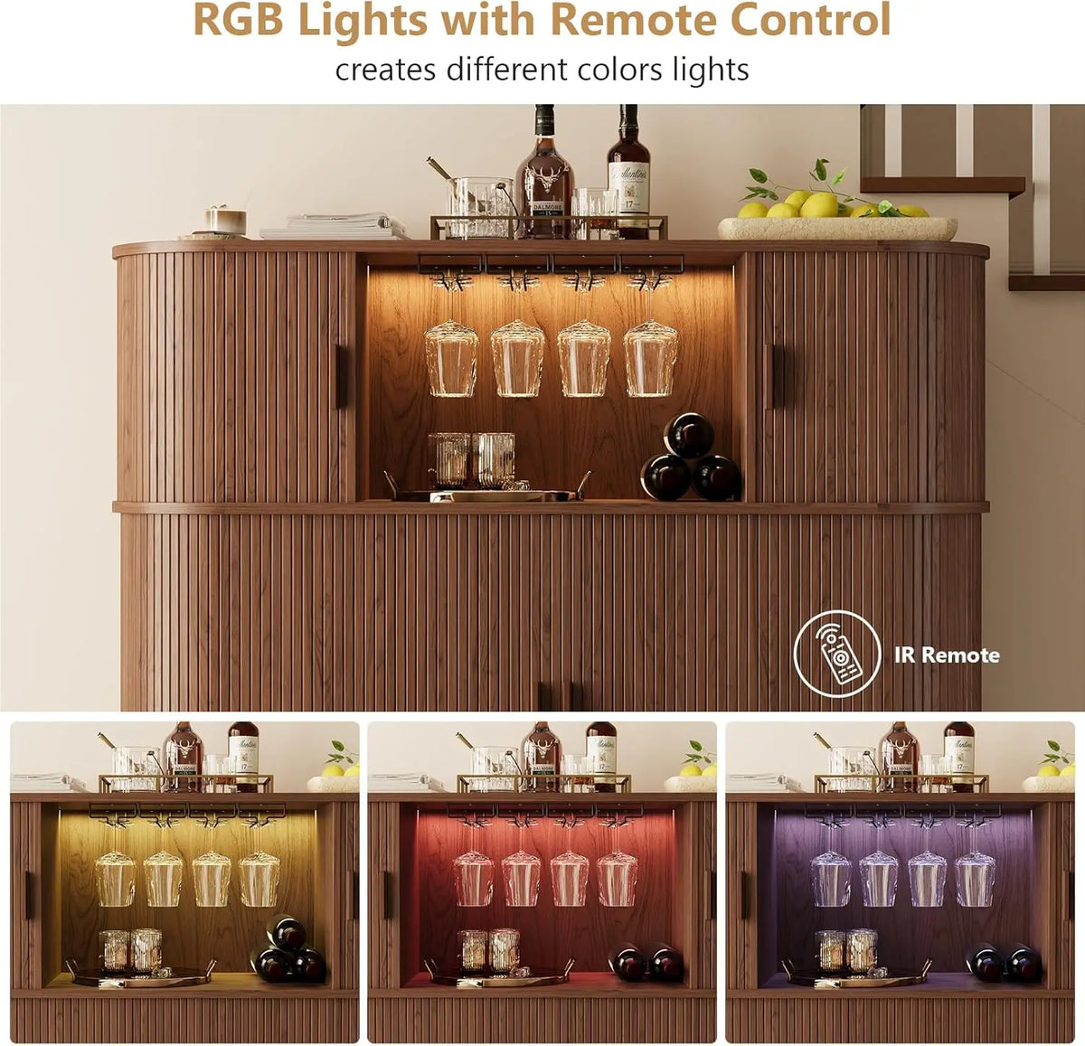 Daydreamecho Fluted Home Bar Cabinet