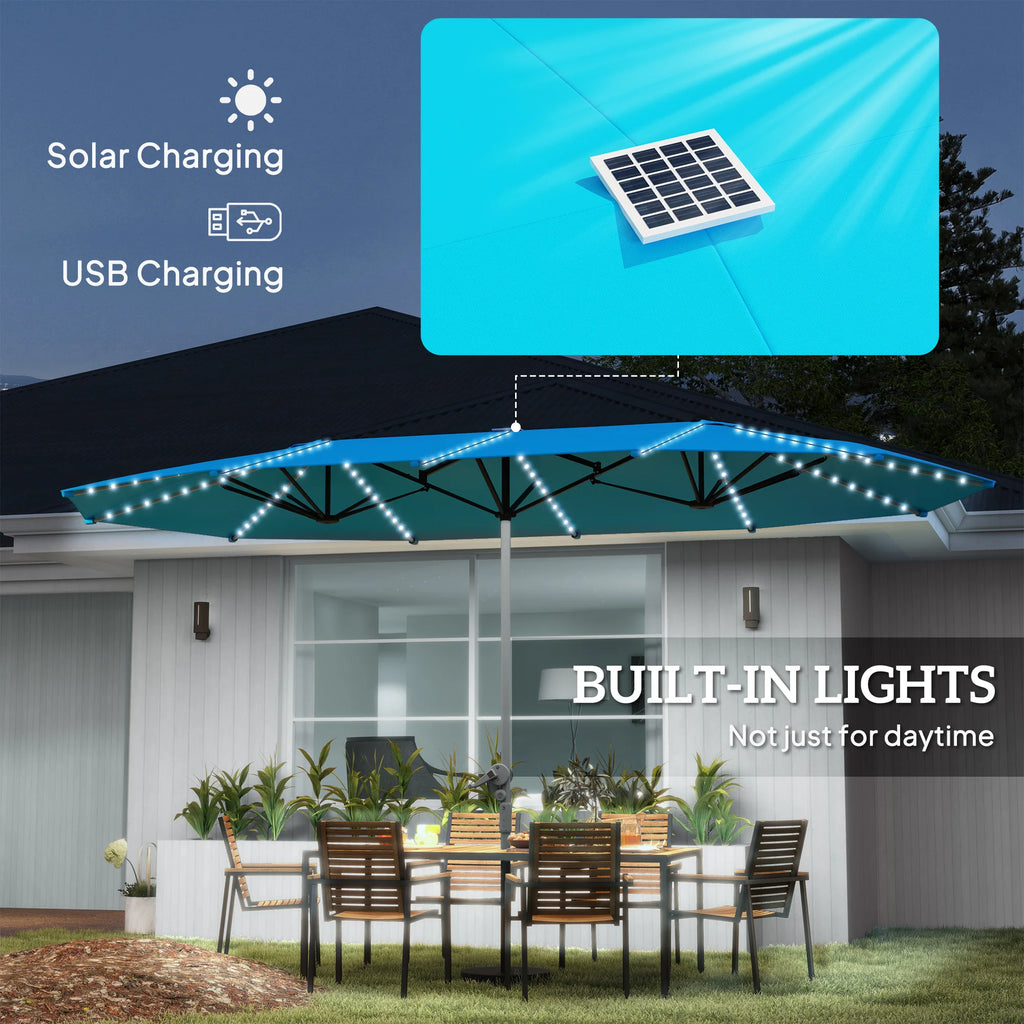 Bluehaven 15′ Solar LED Patio Umbrella – Blue
