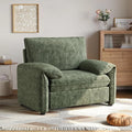 Wondernote Green chenille accent chair with padded arms and short dark feet