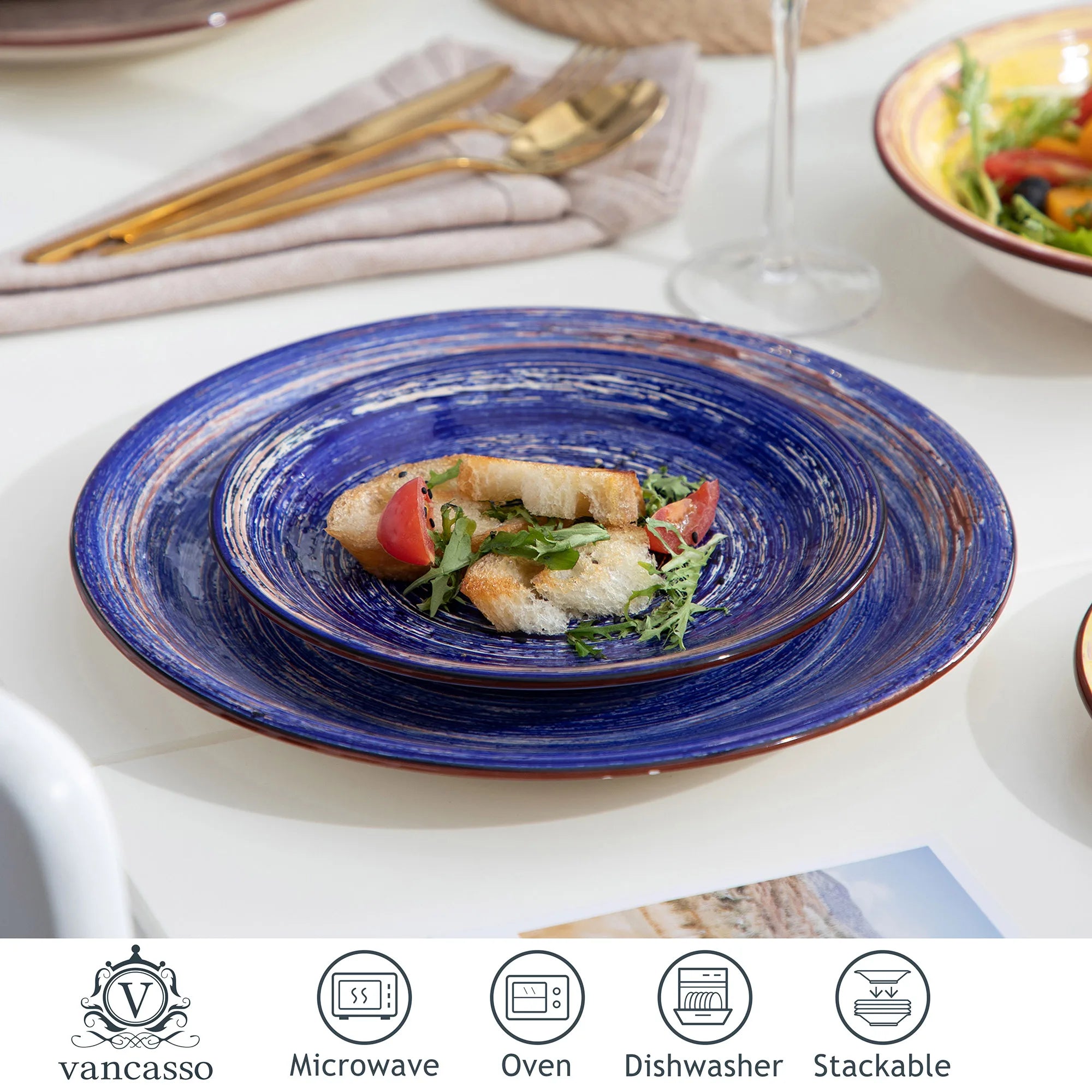 VANCASSO Albero Multicolor Stoneware Dinnerware Set – 18/36 Pieces, Gloss Finish