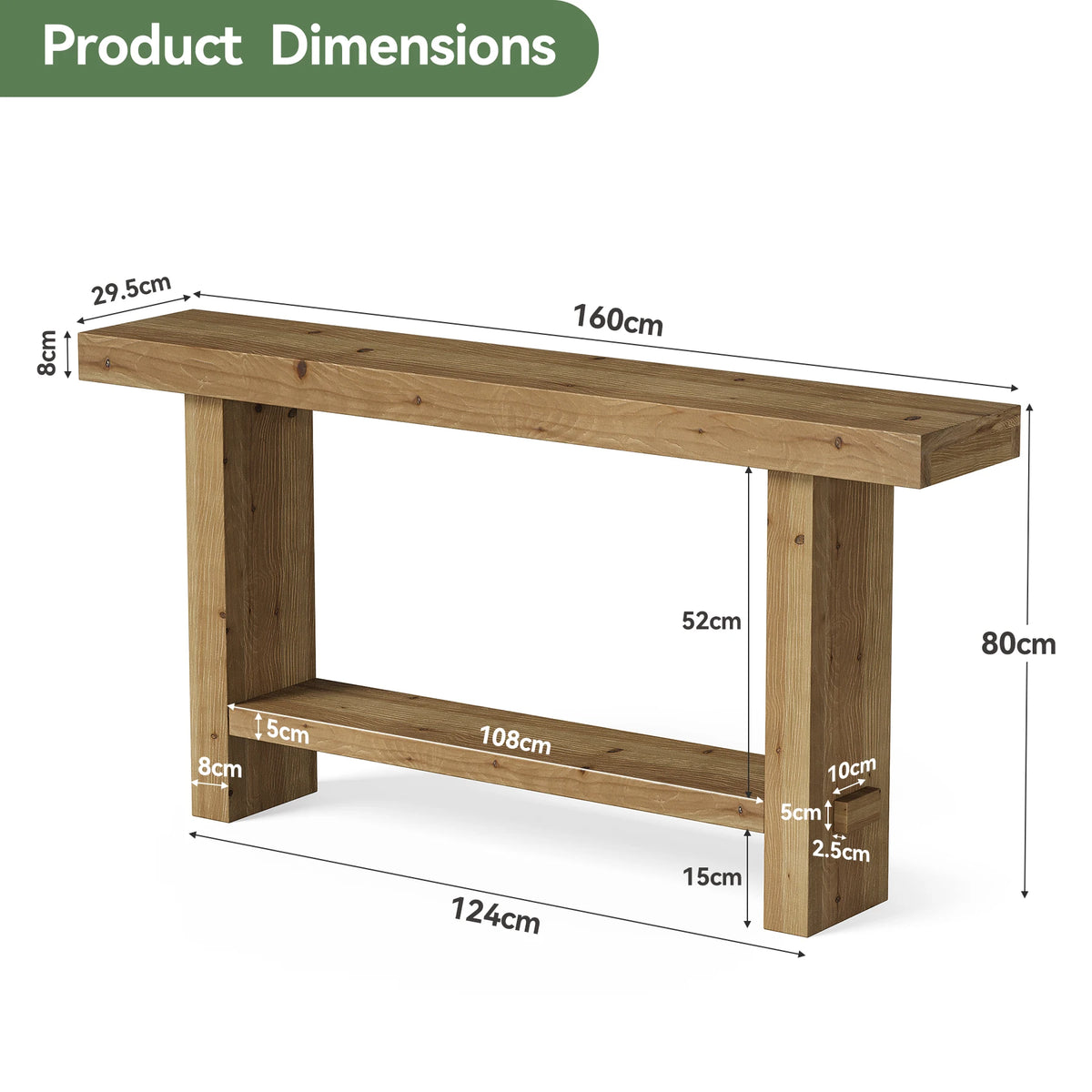 Cloverlark Solid Wood Console Table