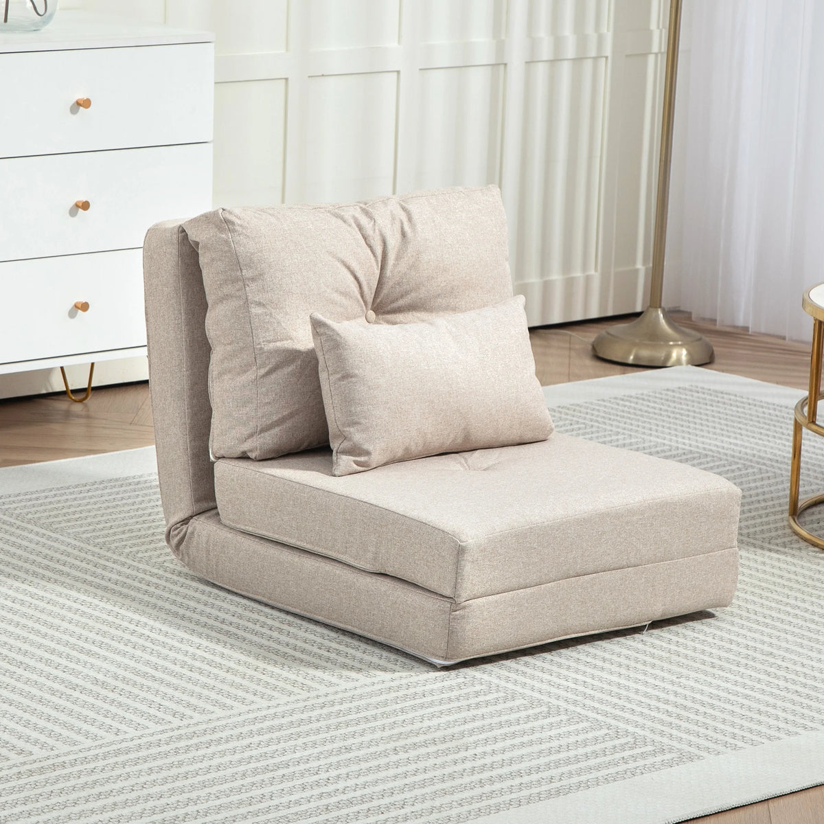 Foldcrest Convertible Floor Sofa Bed - Beige