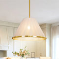 Loomveil pendant with a light woven-thread shade and gold-tone metal details.