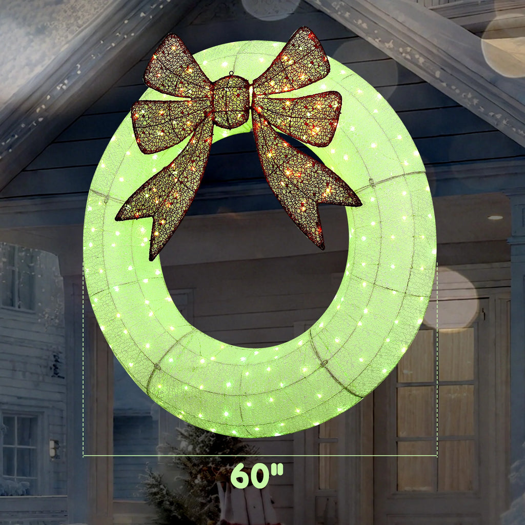 Glowmere wreath dimension image showing a 60-inch diameter