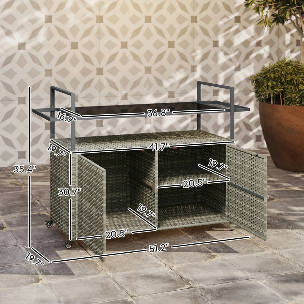 Farrowen Rattan Outdoor Bar Cart