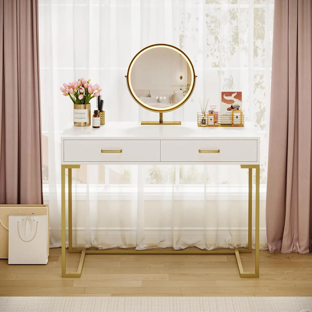 Tana White & Gold Vanity Desk