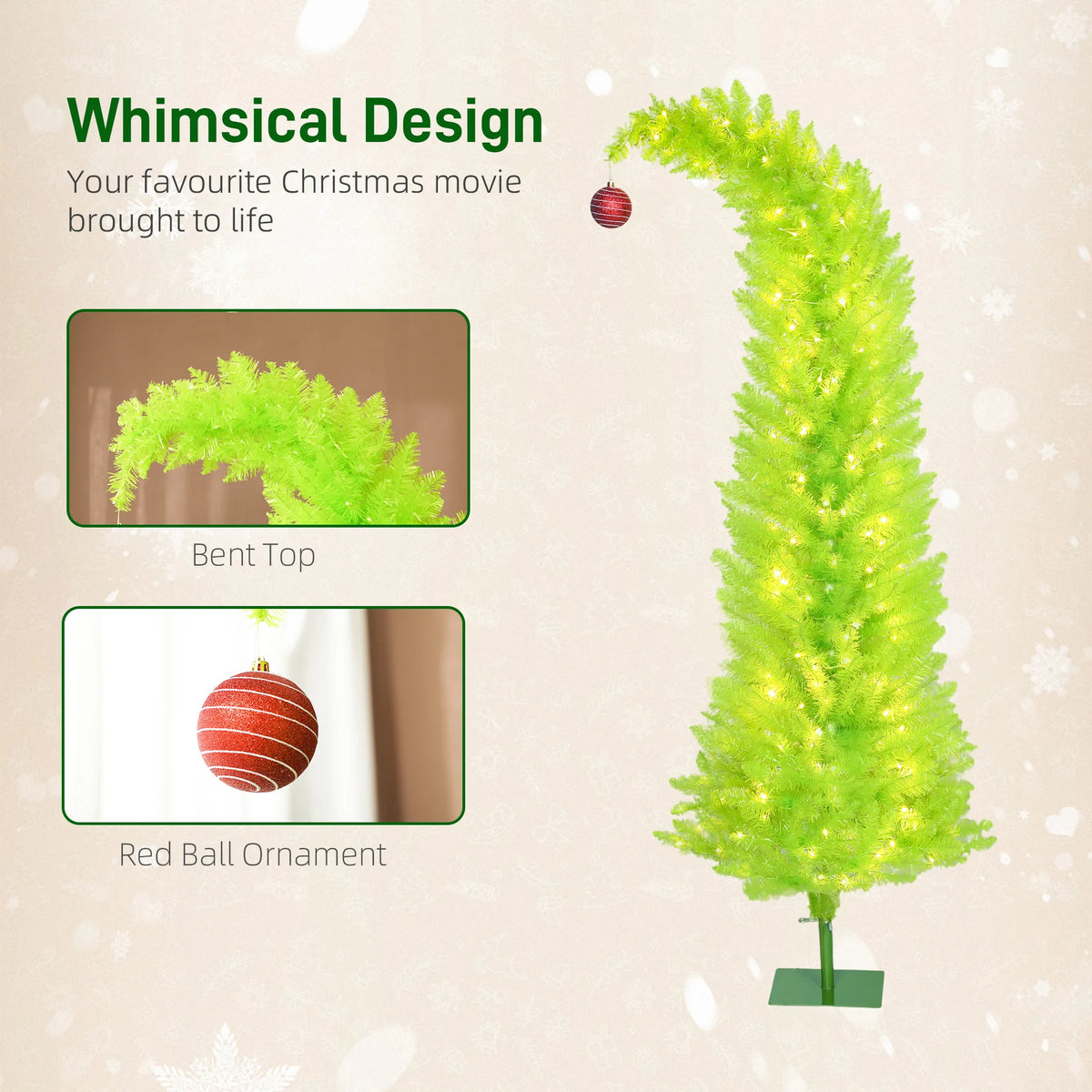 Merrycurve Christmas tree warm white LED lighting detail
