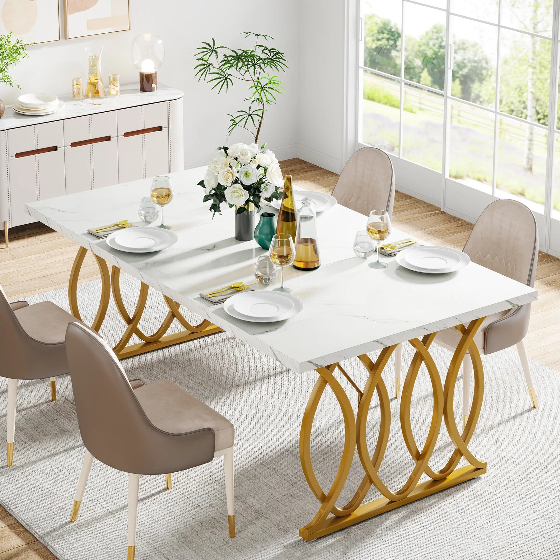 Aureum Faux Marble Dining Table