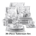 MALACASA Flora Gray & White Marble Porcelain Dinnerware Set