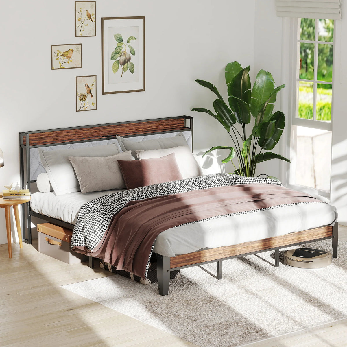 Corbett Metal Platform Bed with Charging Headboard