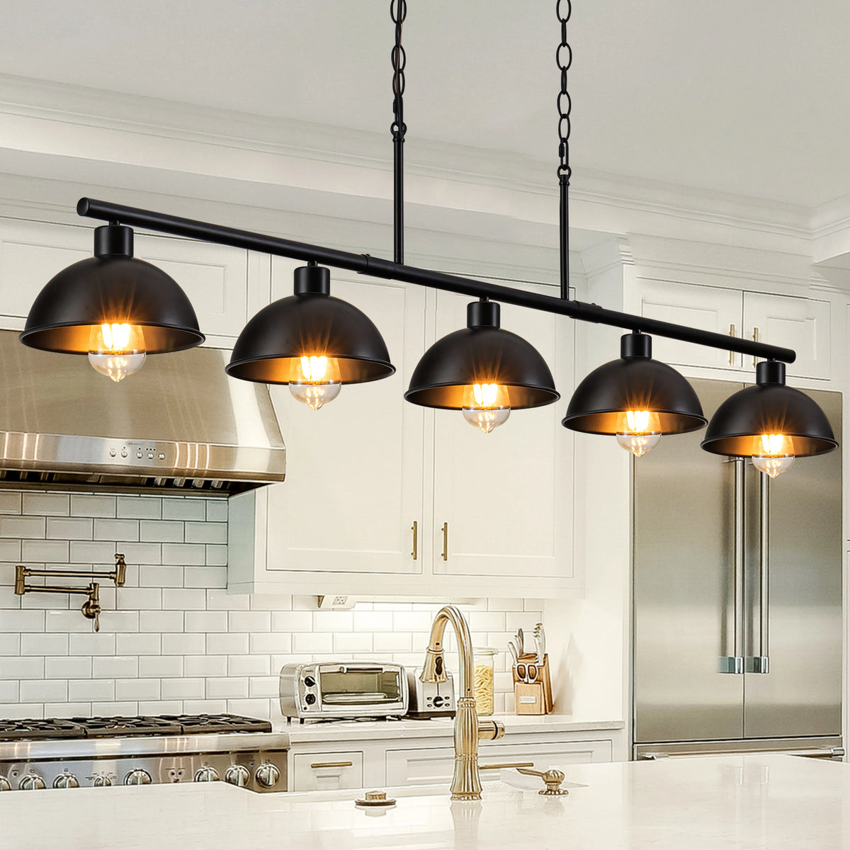 Forgecrest Five-Light Island Chandelier – Black